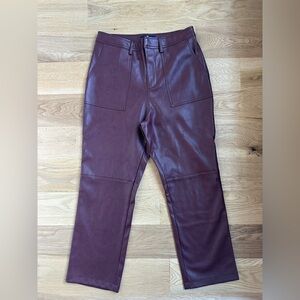 7 For All Mankind Burgundy Leather Pants - New